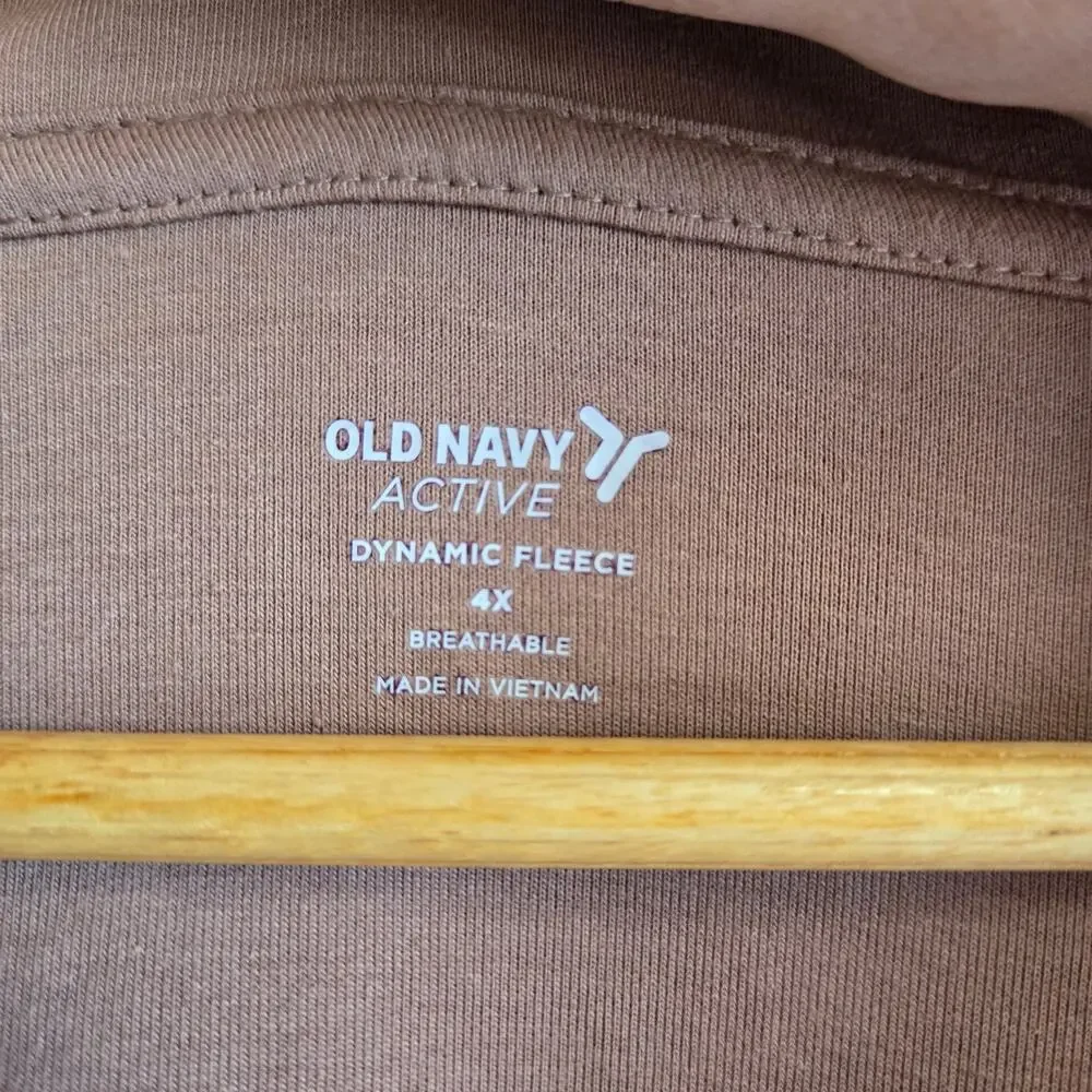 Old Navy Scuba Jacket Half Zip NWT Rare Earth Dynamic Fleece Sweatshirt Brown 4X - Picture 5 of 6
